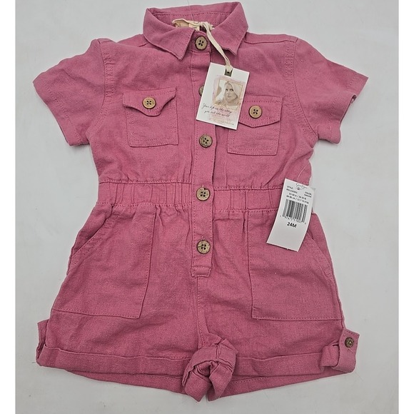 Jessica Simpson 24 Month NWT Mauve Cottagecore Baby Girl Romper - Picture 3 of 9
